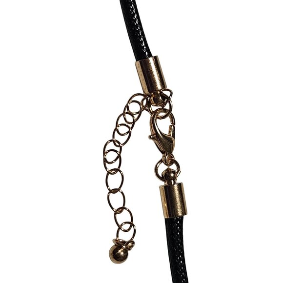 Bold Black Gold Textured Double Disc Pendant Necklace Statement Fashion Jewelry - Picture 4 of 6